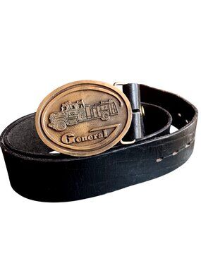 True Vintage Belt 36 Men's Medium General Fire Truck Buckle Trucker Fireman